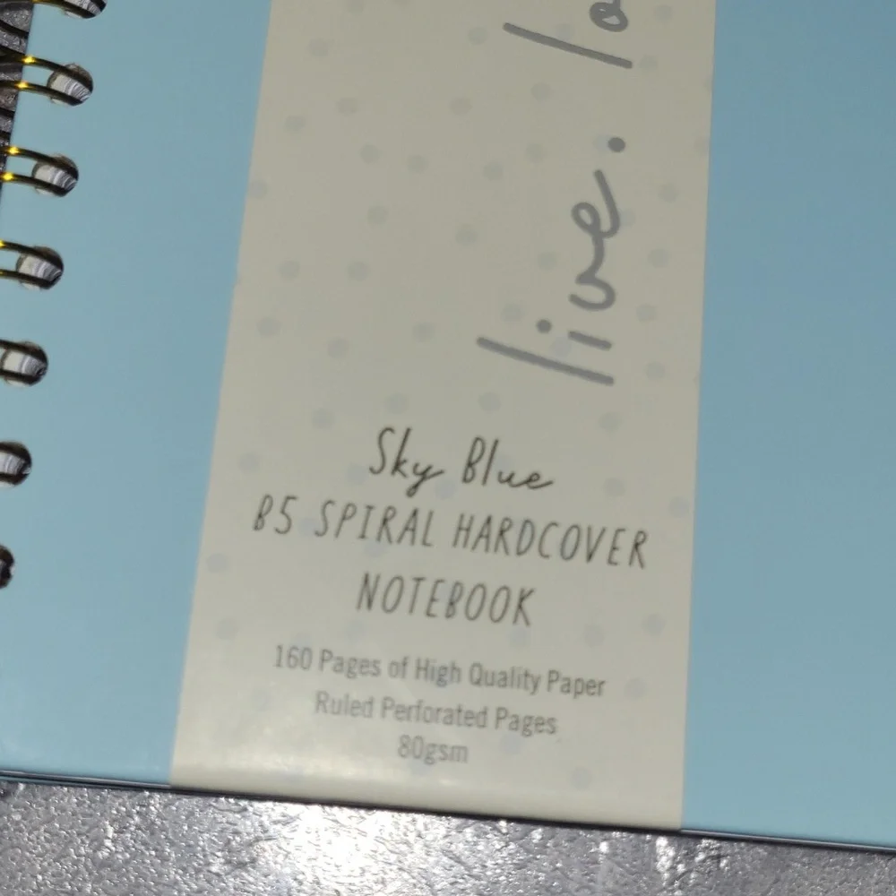 Sky Blue Spiral Hardcover Notebook - 7.0